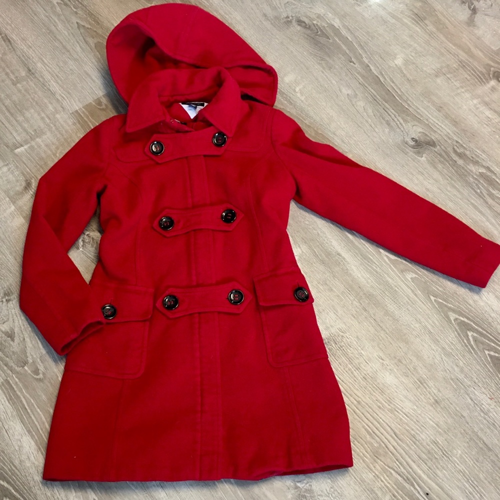 Tommy Hilfiger Red Wool PeaCoat Size 2